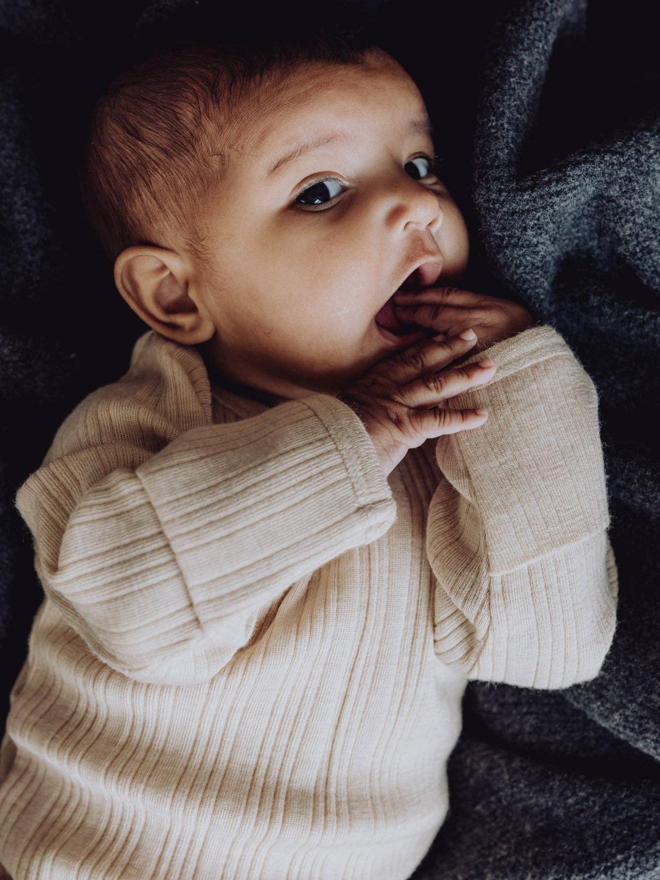 Wool Rib L/S Bodysuit - Oat