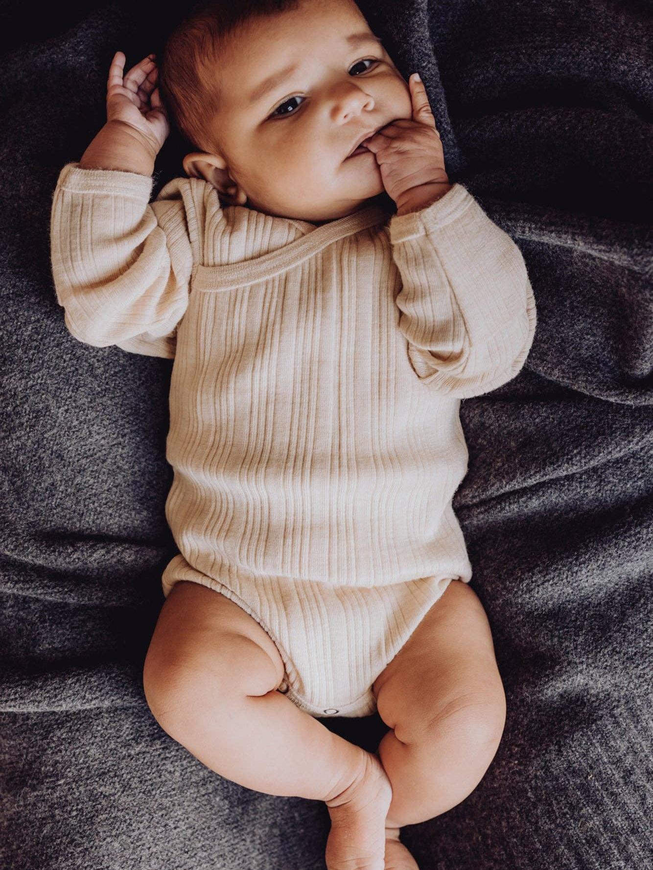 Wool Rib L/S Bodysuit - Oat