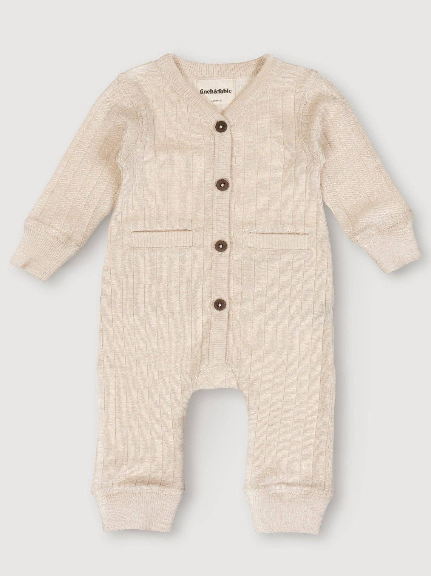 Wool Rib Playsuit - Oat