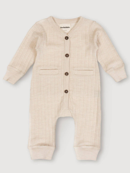 Wool Rib Playsuit - Oat