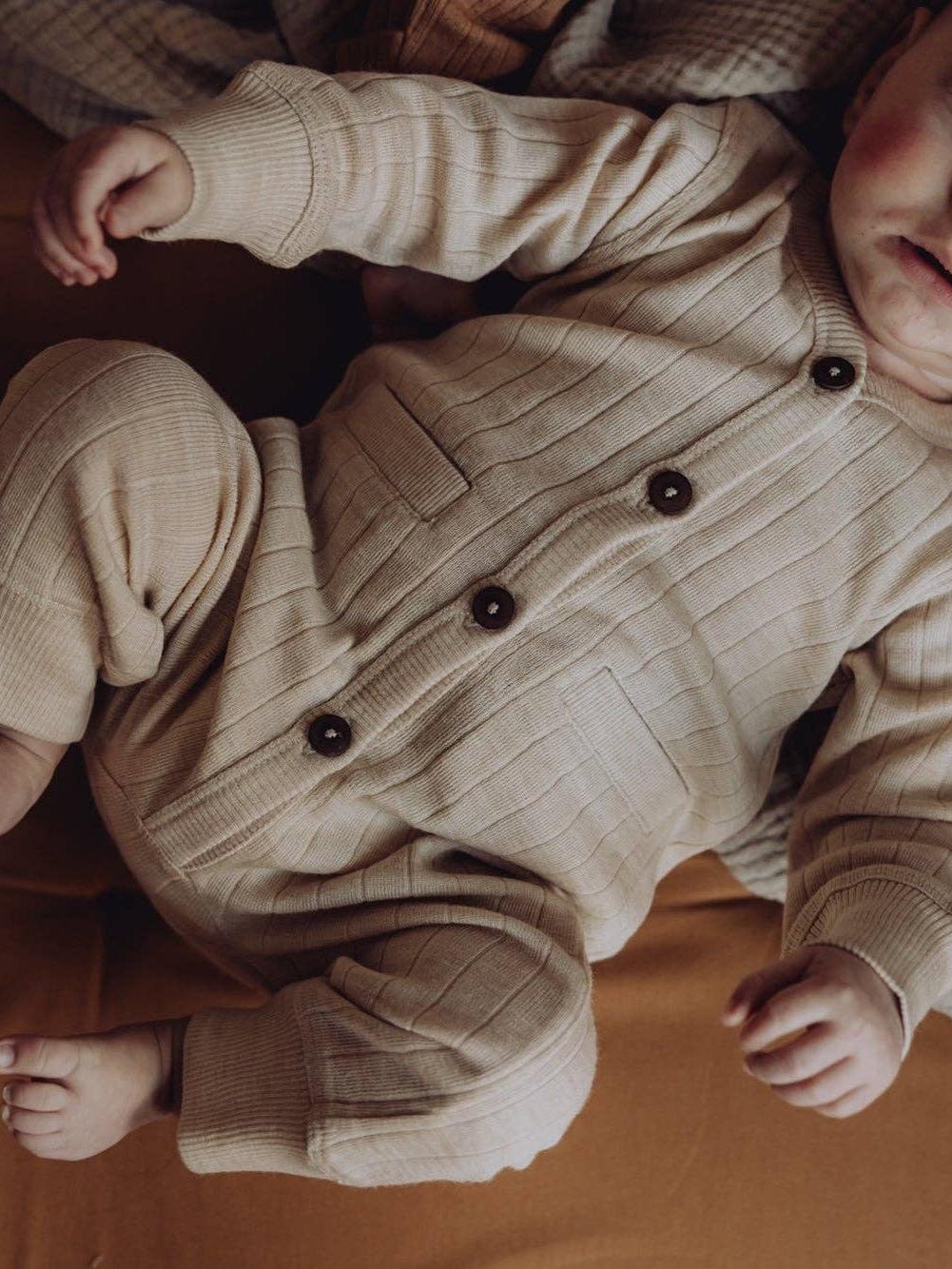 Wool Rib Playsuit - Oat