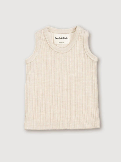 Wool Rib Singlet - Oat