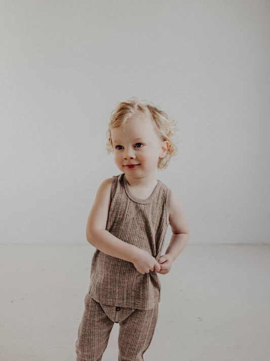 Wool Rib Singlet - Sand