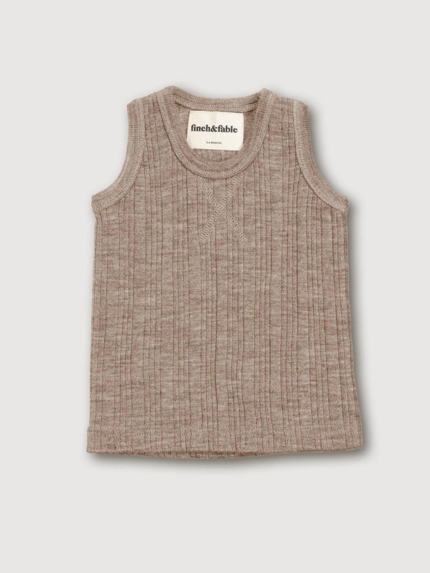 Wool Rib Singlet - Sand