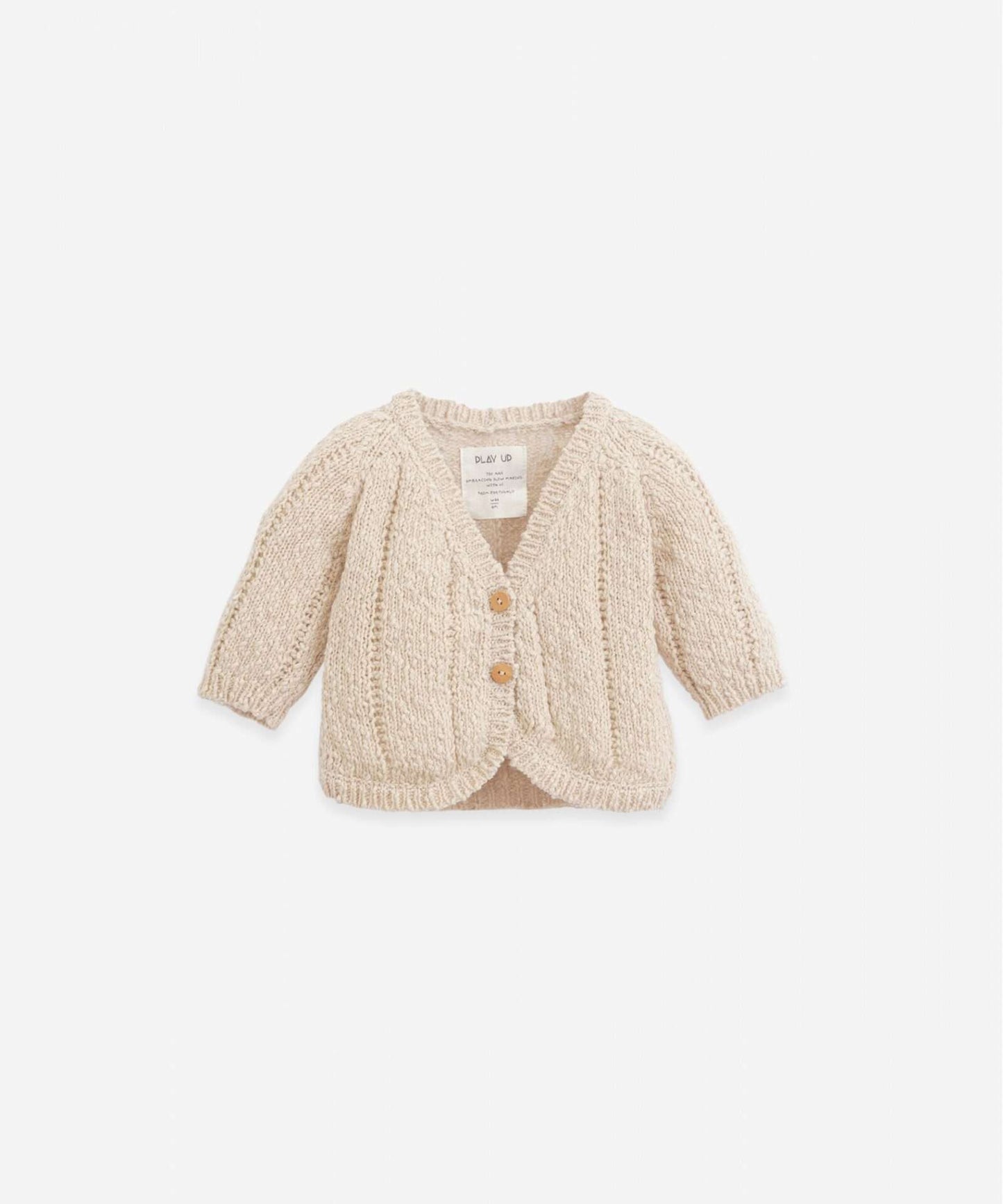 Knitted Baby Cardigan, Natural, Play Up