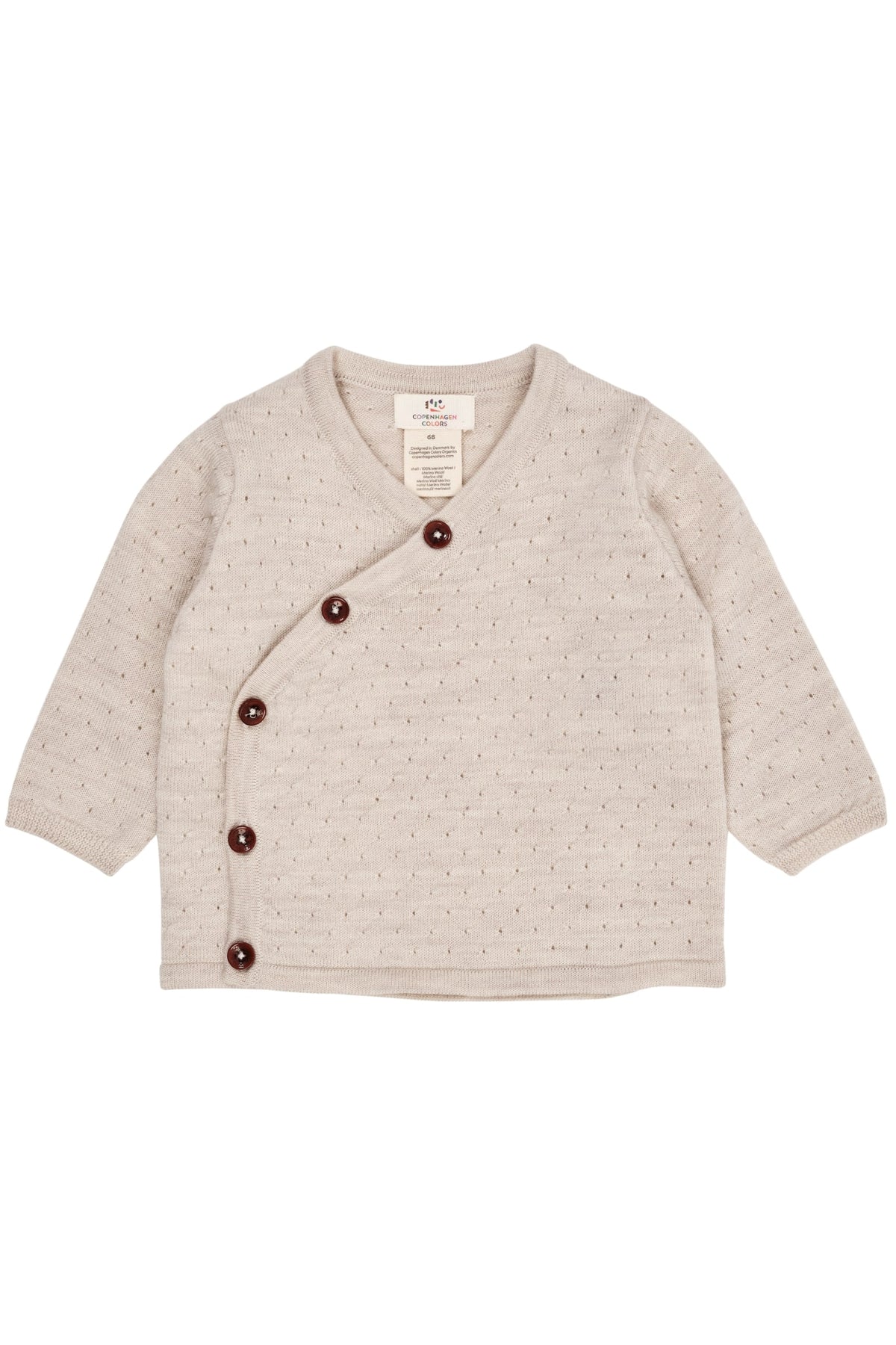Merino Crossover Cardigan, Pale Cream Melange, Copenhagen Colors, 100% Merino Wool