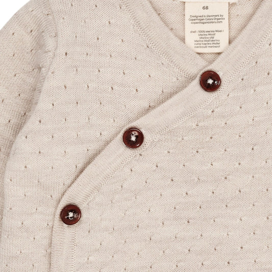 Merino Crossover Cardigan, Pale Cream Melange, Copenhagen Colors, 100% Merino Wool
