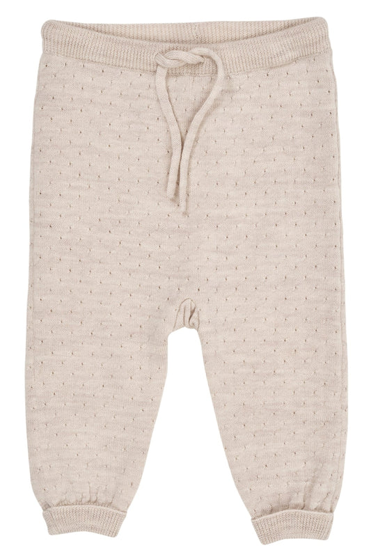 Merino Pants with Hole Patterns, Pale Cream Melanger, Copenhagen Colors, 100% Merino Wool