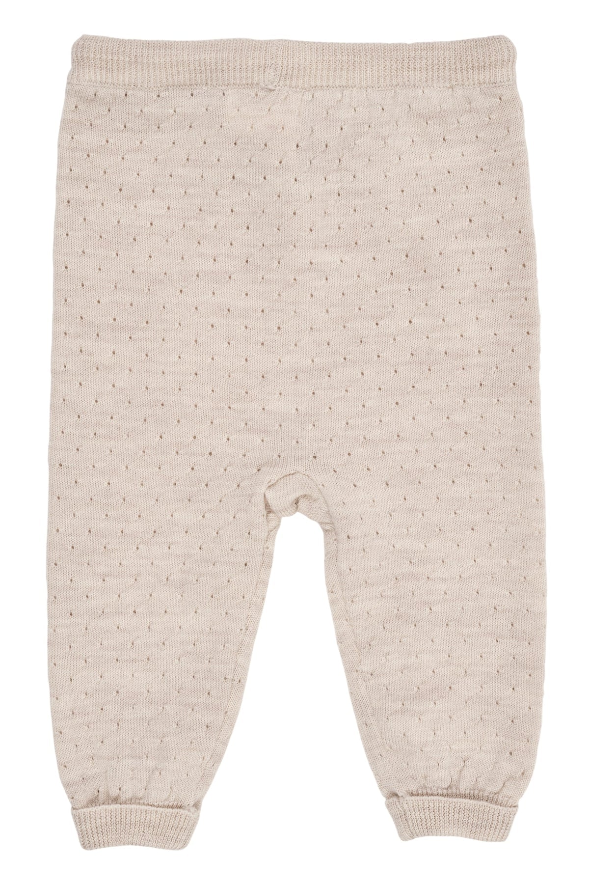 Merino Pants with Hole Patterns, Pale Cream Melanger, Copenhagen Colors, 100% Merino Wool