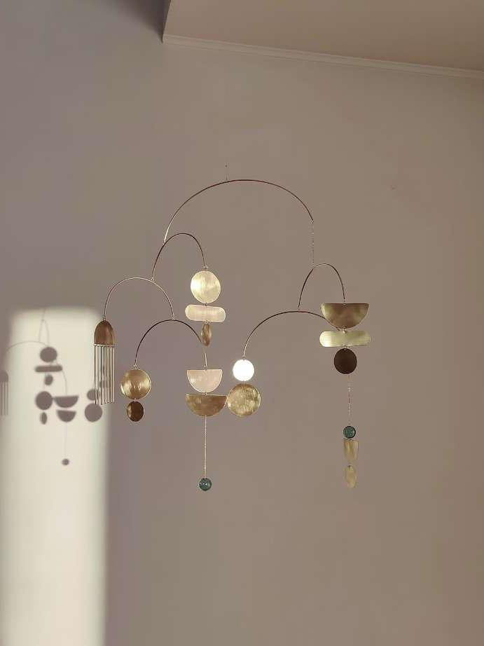 #3 Kinetic Brass Mobile, Small Wave Art