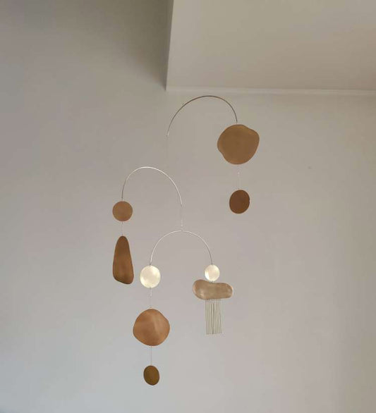 #6 Kinetic Brass Mobile, Small Wave Art