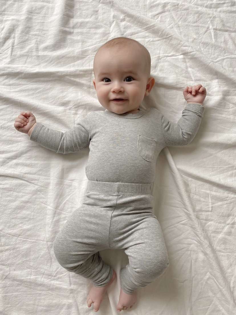 The Simple Folk, The Simple Folk, The Long-Sleeve Onesie, Grey Melange, Organic