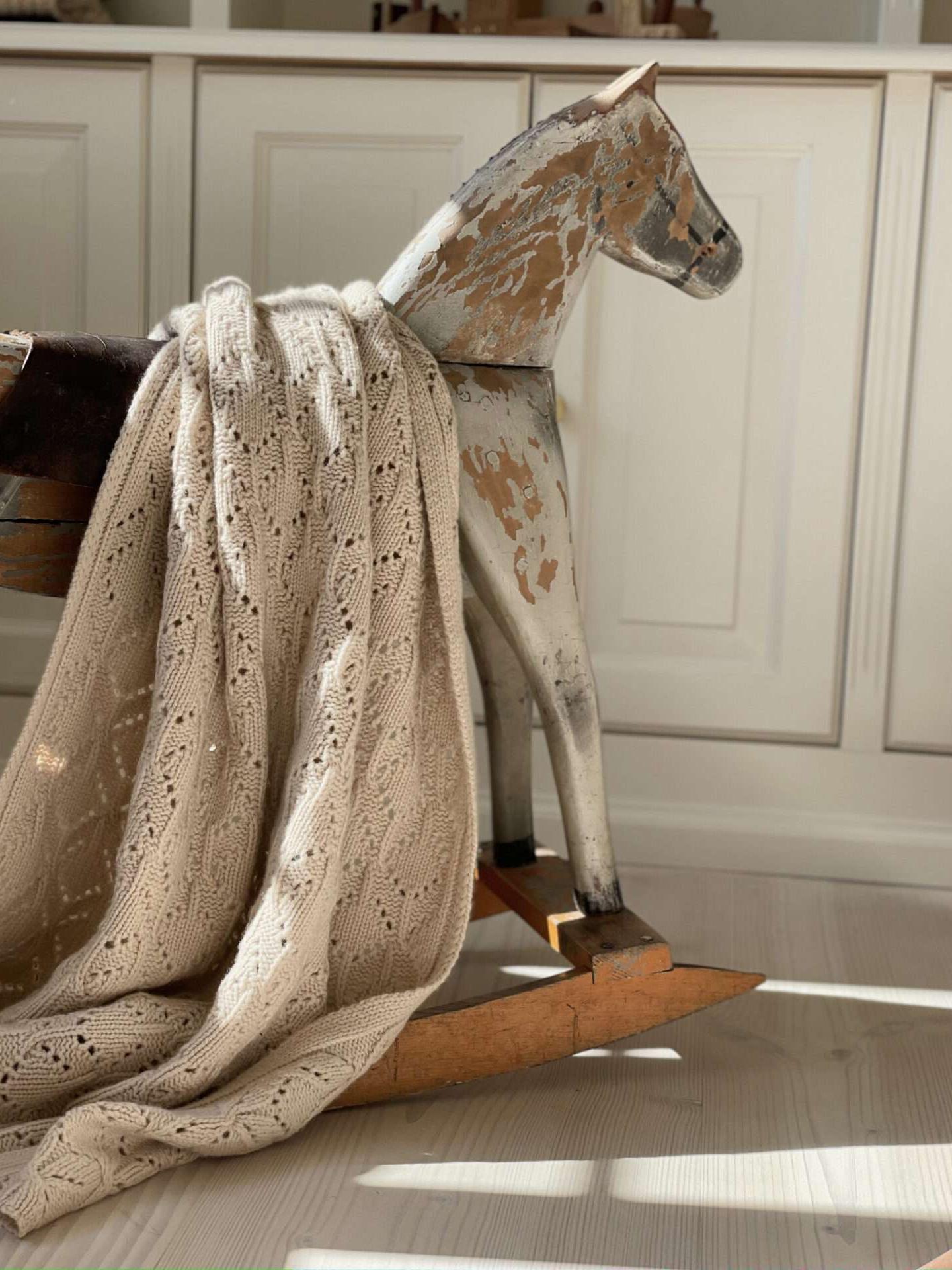 Organic Heavy Knitted Cashmere Blanket, Marcipan, Bonet Et Bonet, 100% Organic Cashmere