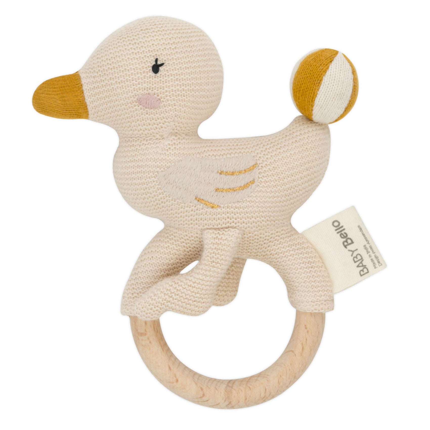 Baby Bello, Darcy The Duck, Rattle, 100% Organic Cotton