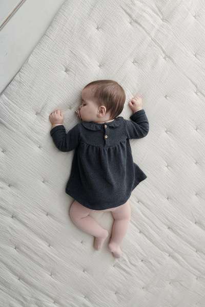 Knit Baby Dress, Dark Grey, My Little Cozmo, Organic, Recycled & Oekotex