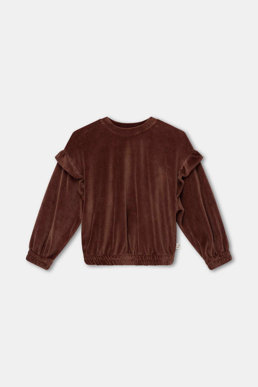 Velour Ruffle Sweatshirt, Nora, Brown, My Little Cozmo, Organic, Recycled & Oekotex