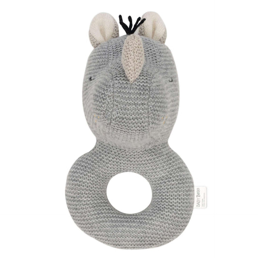 Baby Bello, Ruby The Rhino, Rattle, 100% Organic Cotton