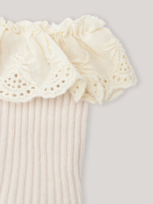 Bobbi Balloon, Ruffle Socks, Ivory, Organic