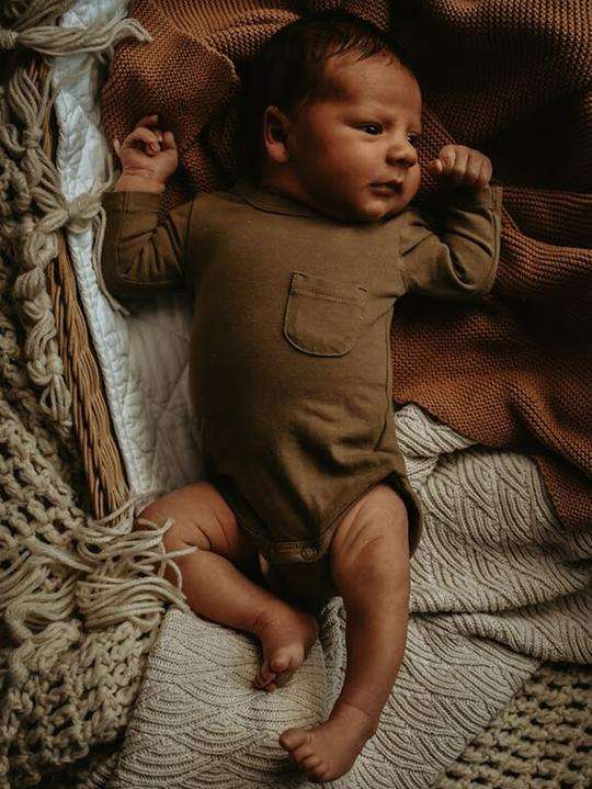 The Simple Folk, The Simple Folk, The Long-Sleeve Onesie, Walnut, Organic