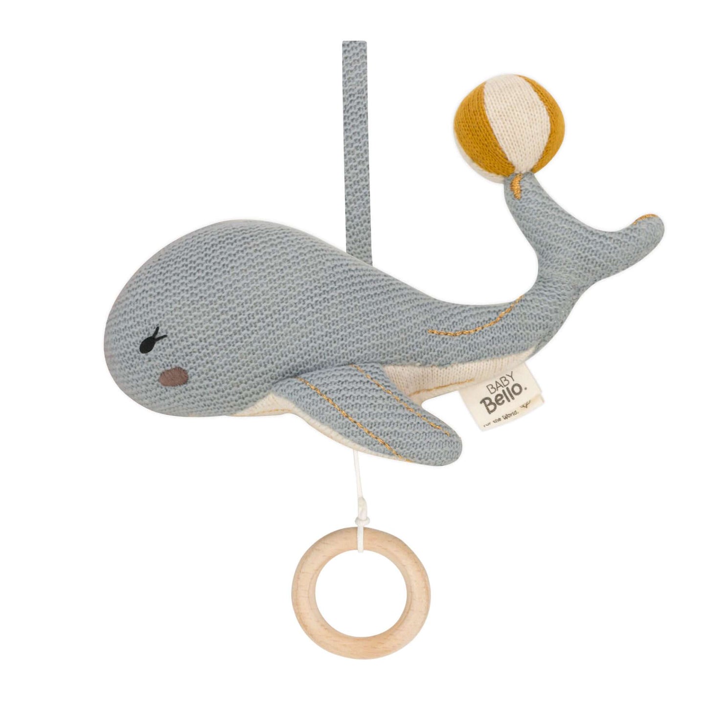 Baby Bello,  Wally the Whale, Music Mobile, Dedicated Blue, 100% Organic Cotton