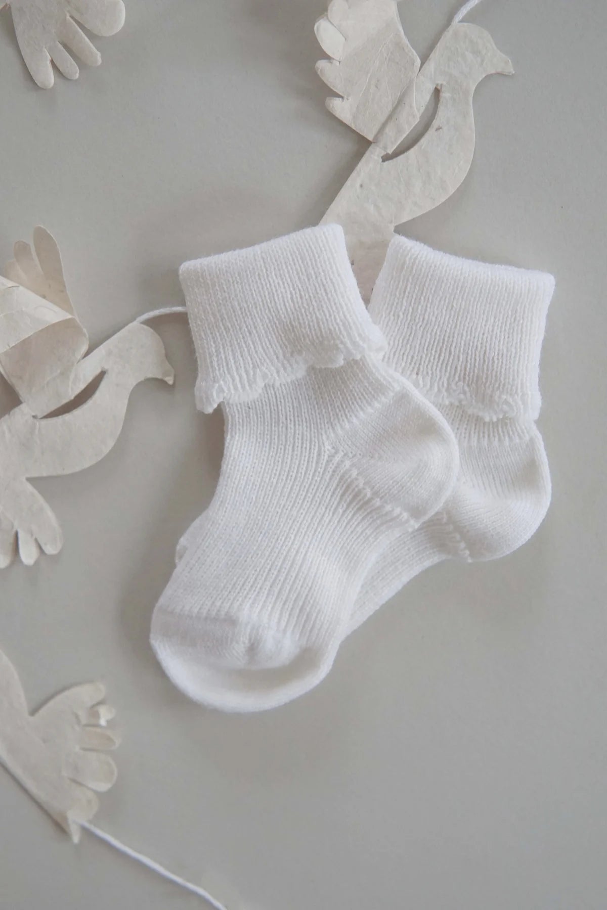 Wool Ruffle Socks, Creamy White, Bobbi Balloon, Organic