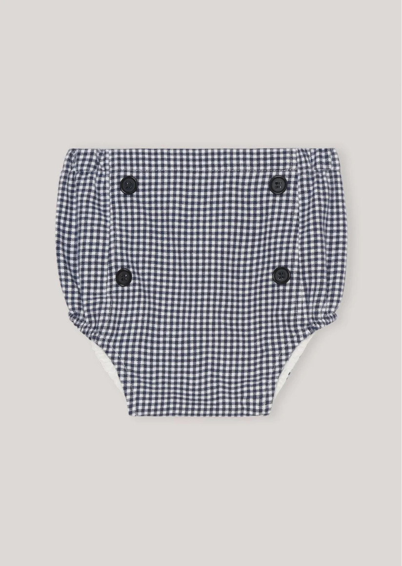 Bloomers With Buttons, Navy & White