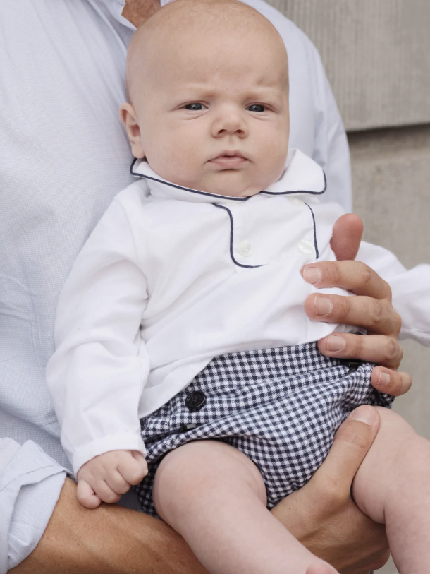 Bloomers With Buttons, Navy & White