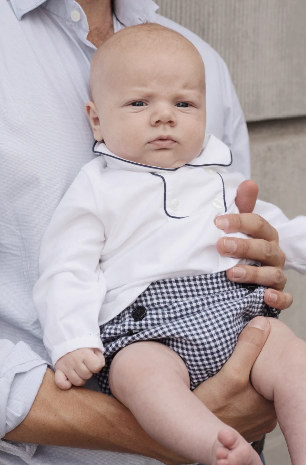 Bloomers With Buttons, Navy & White