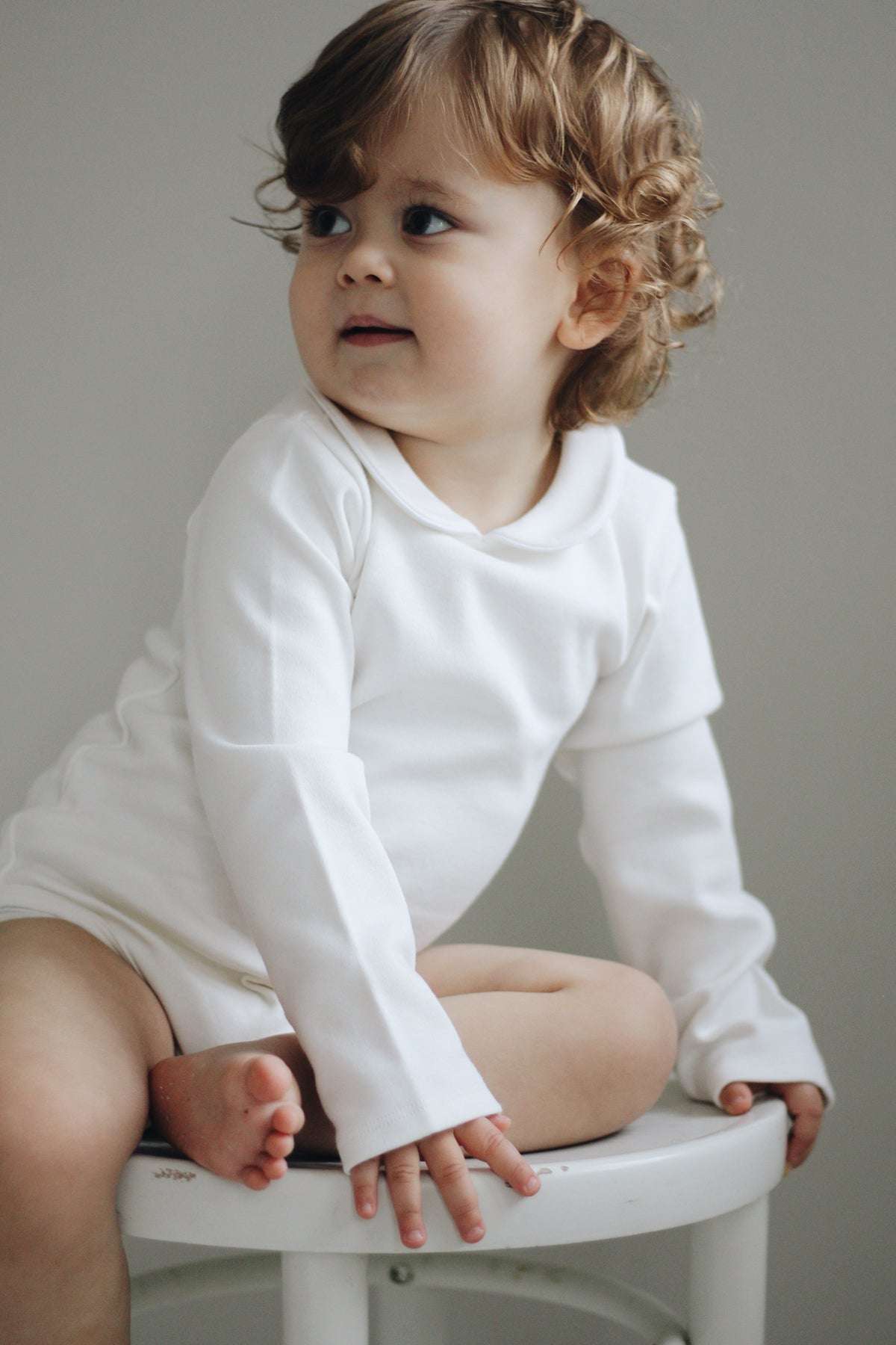 Bodystocking With Round Collar, White Piping