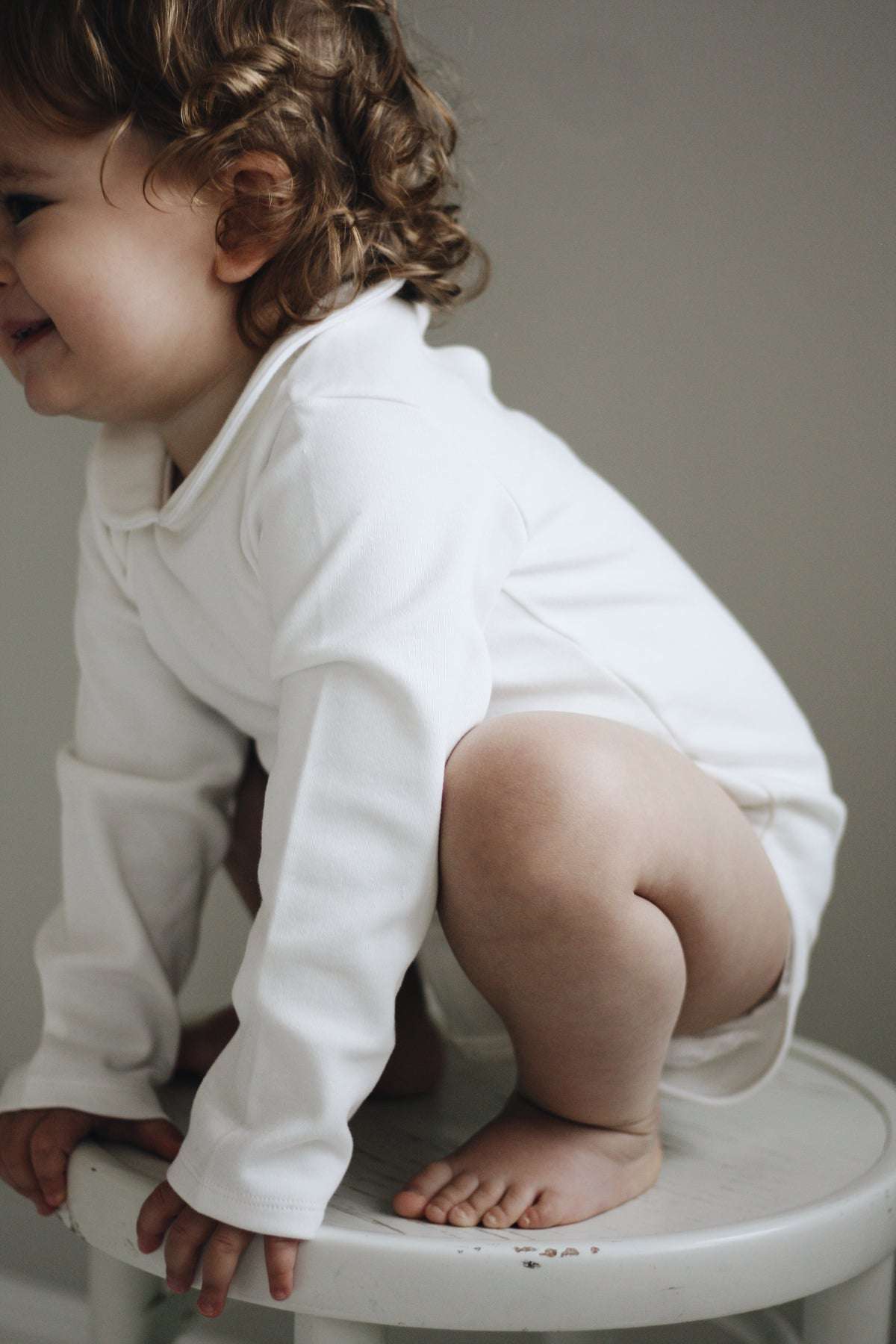 Bodystocking With Round Collar, White Piping