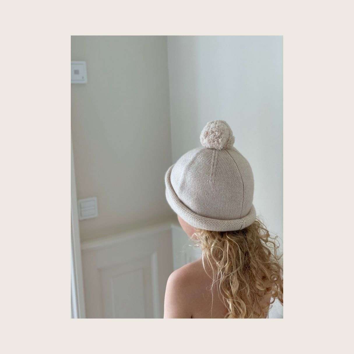 Cashmere Pompom Hat, Light Rose, Bonet Et Bonet, 100% Organic Cashmere