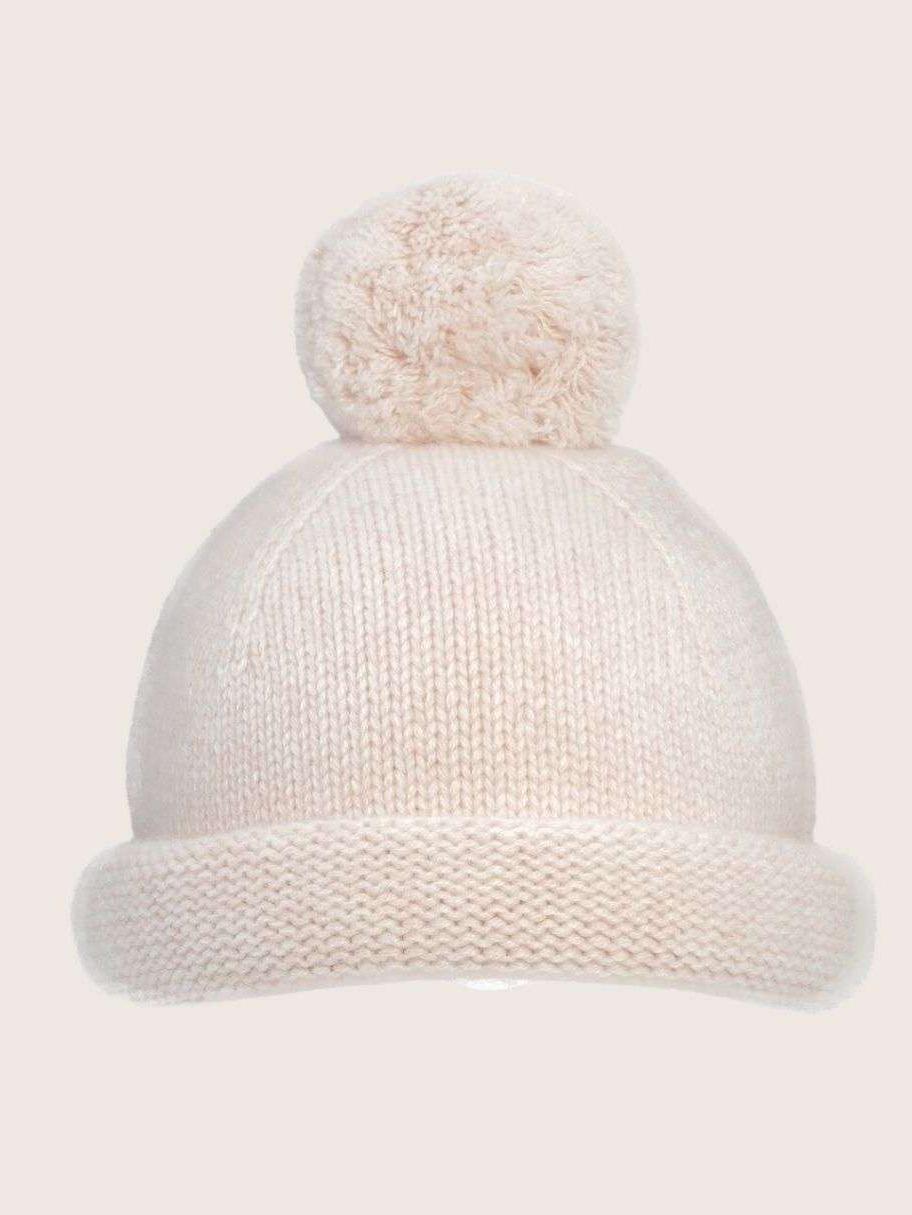 Cashmere Pompom Hat, Light Rose, Bonet Et Bonet, 100% Organic Cashmere