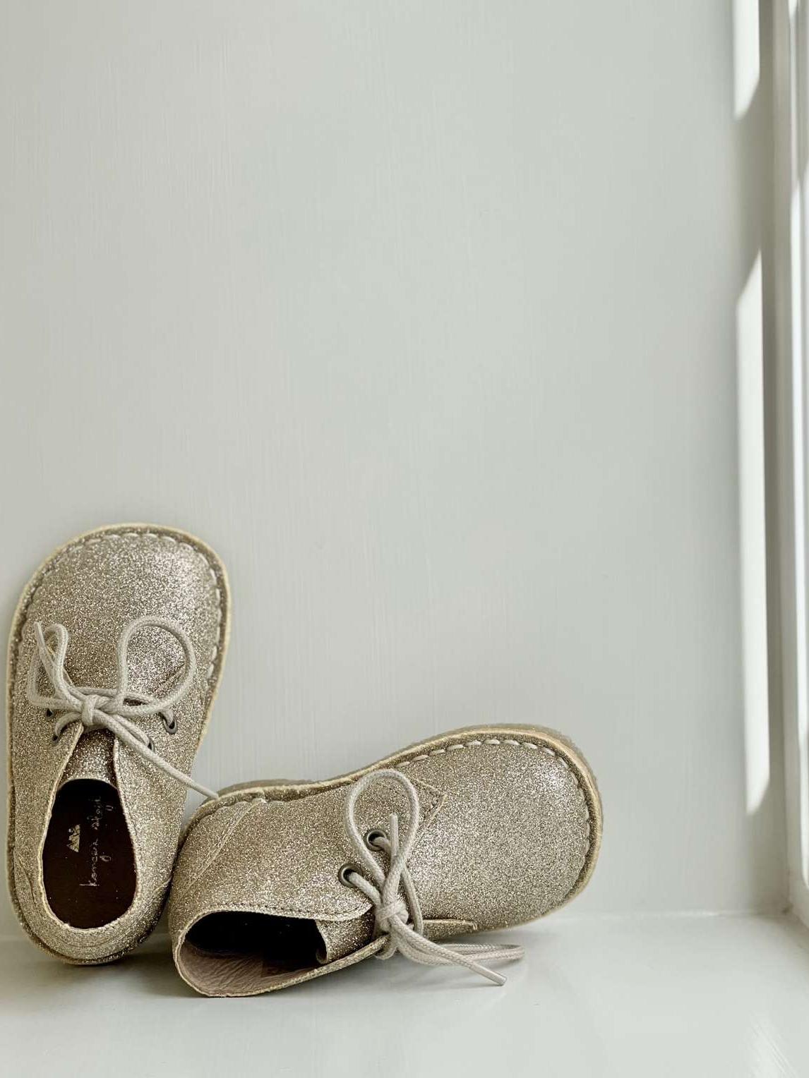 Chaton Desert Boot, Gold Glitter, 100% Leather
