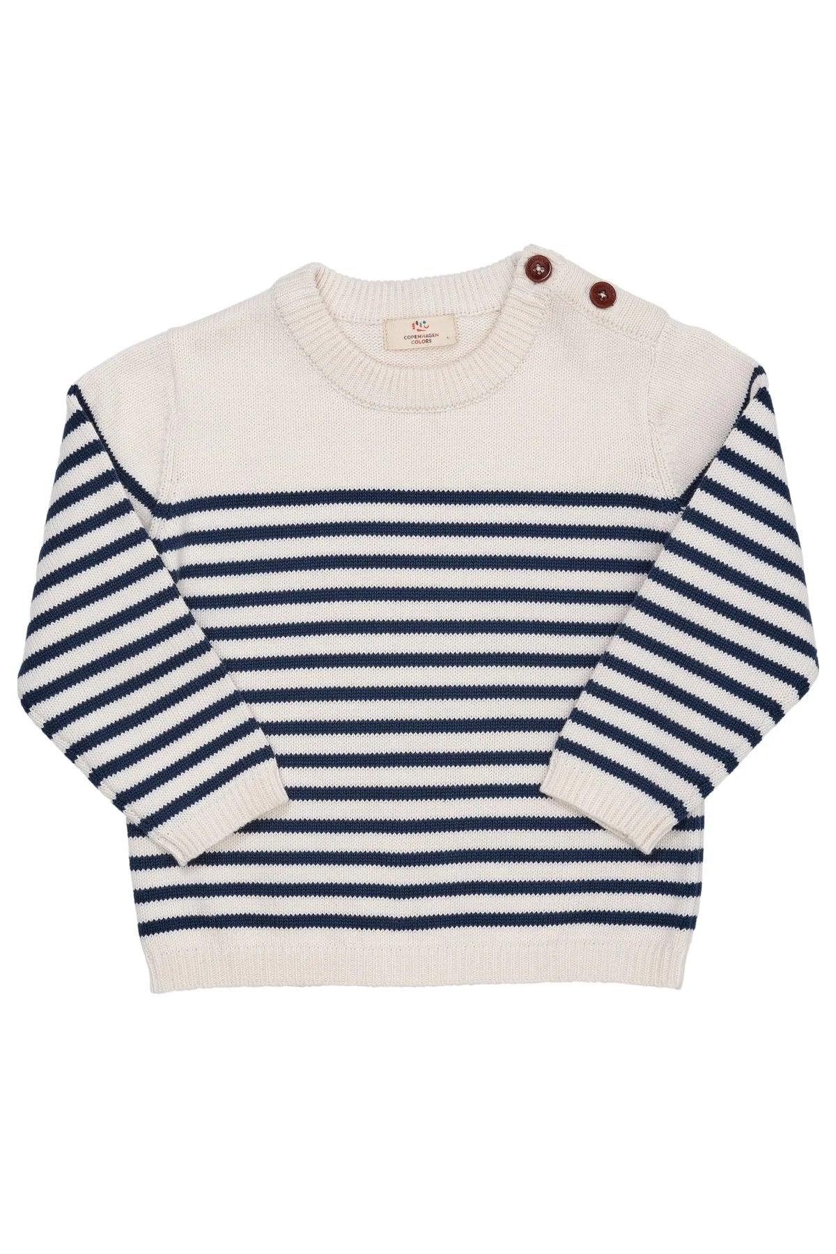 Knitted Striped Sailor Jumper, Cream Navy Combi, Copenhagen Colors, 100% Organic Cotton