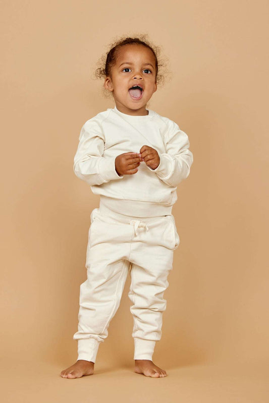 Sweat Pants Kids, Cream, Copenhagen Colors, 100% Organic Cotton