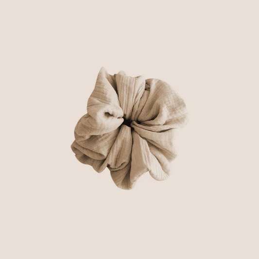 Gloria Statement Scrunchie, Beige, Jeanne Le Studio