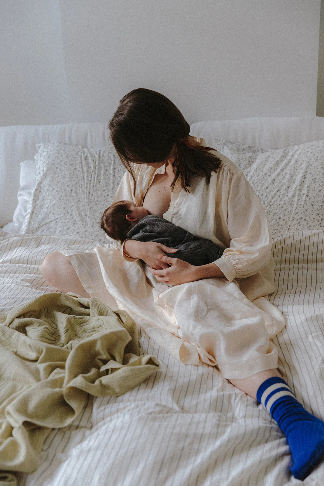 Solange Swaddle Blanket, Light Sage, Jeanne Le Studio, Organic