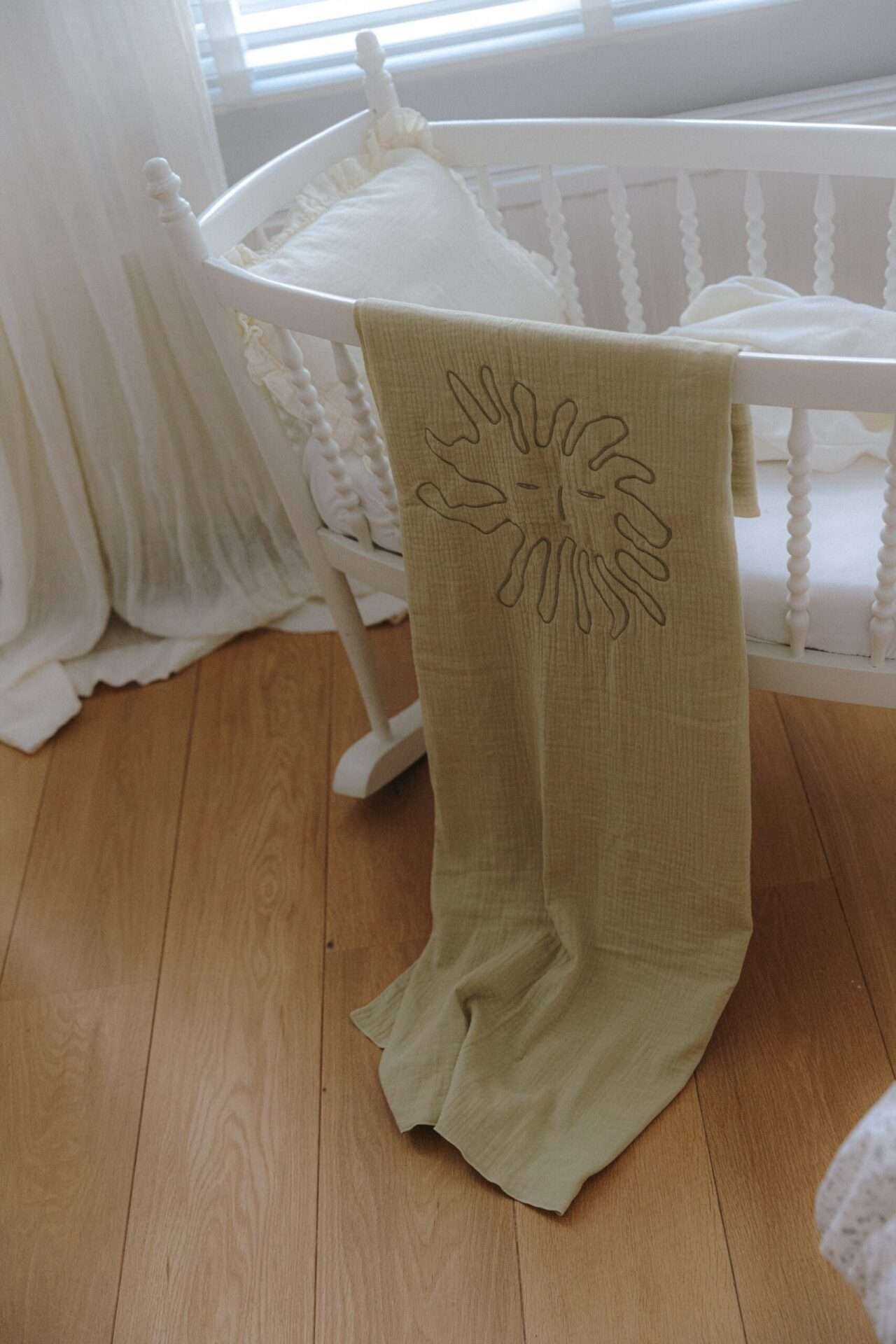 Solange Swaddle Blanket, Light Sage, Jeanne Le Studio, Organic