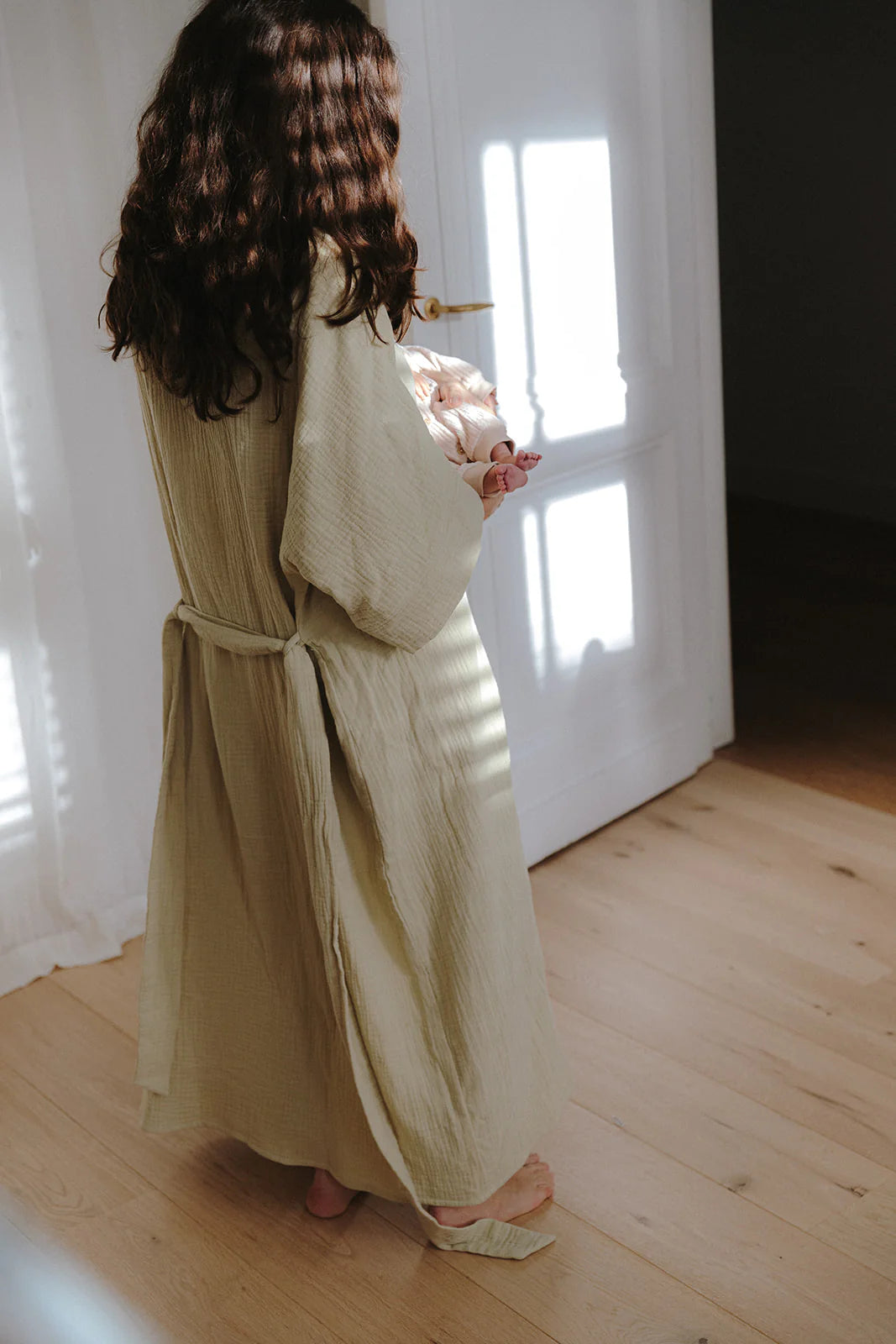 Wilma The Mama Kimono, Light Sage, Jeanne Le Studio
