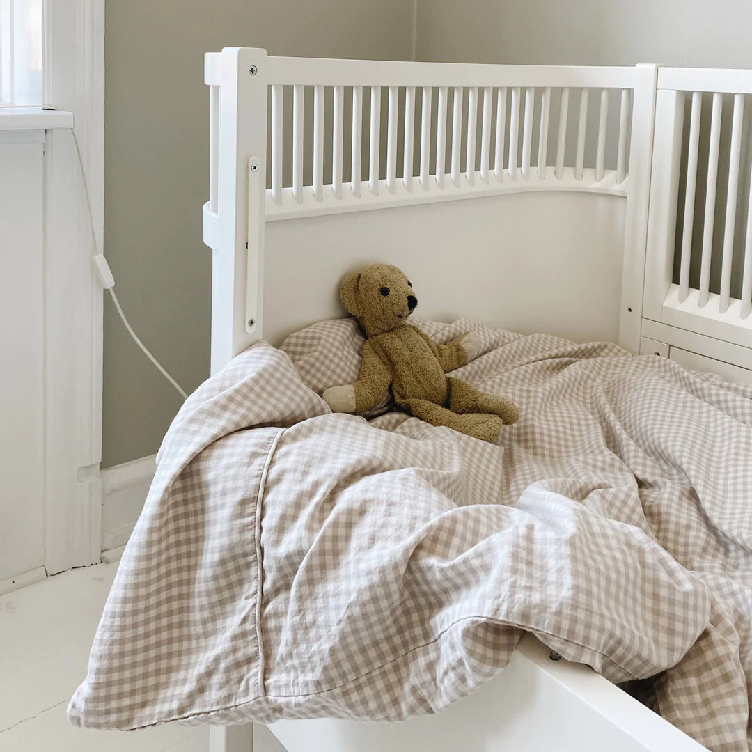 Lalaby,  Classic Baby Bedding, Beige Gingham, Organic