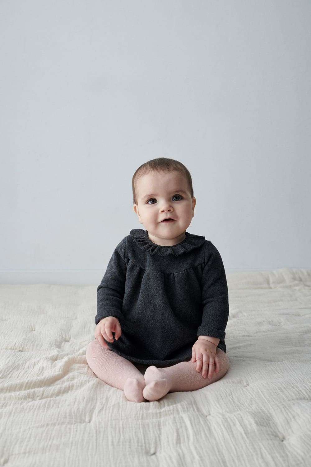 Knit Baby Dress, Dark Grey, My Little Cozmo, Organic, Recycled & Oekotex