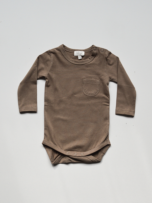 The Simple Folk, The Simple Folk, The Long-Sleeve Onesie, Walnut, Organic