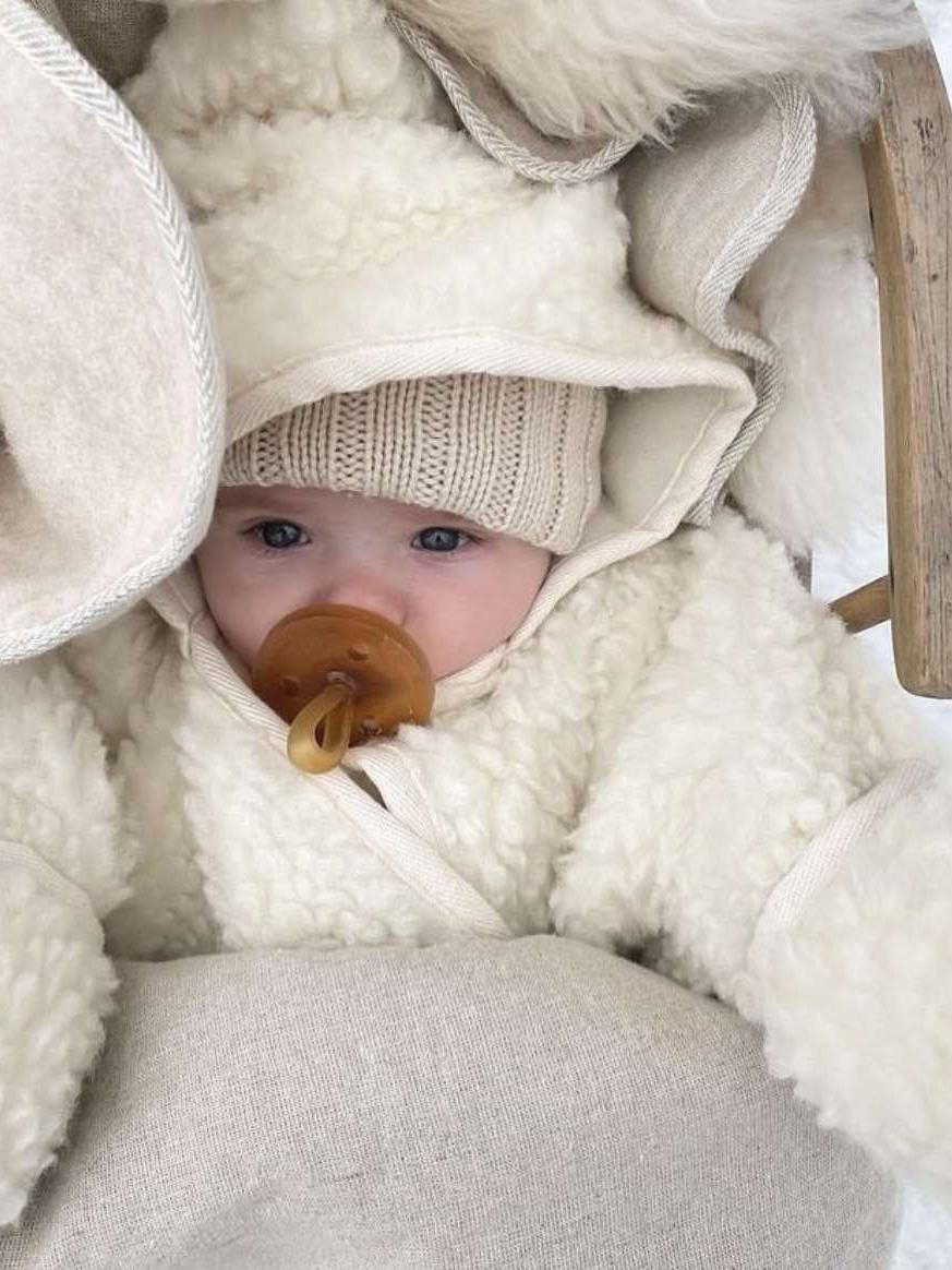 Merino Wool Snugglesuit, Milk, Binibamba