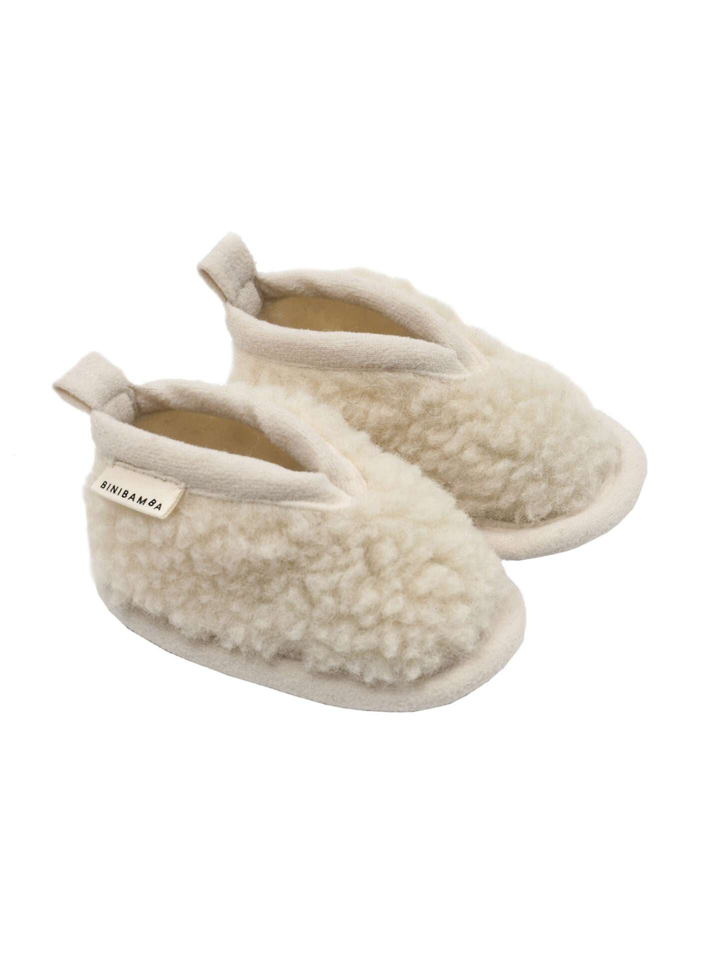 Baby Sheepskin Booties, Milk, Binibamba, 100% Merino Wool