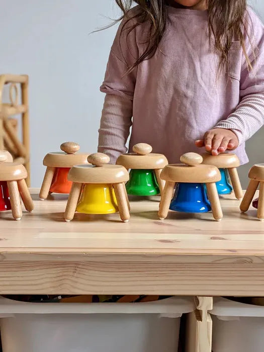 Musical Instrument, 8 Pat Bells, Wood & Metal