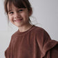 Velour Ruffle Sweatshirt, Nora, Brown, My Little Cozmo, Organic, Recycled & Oekotex