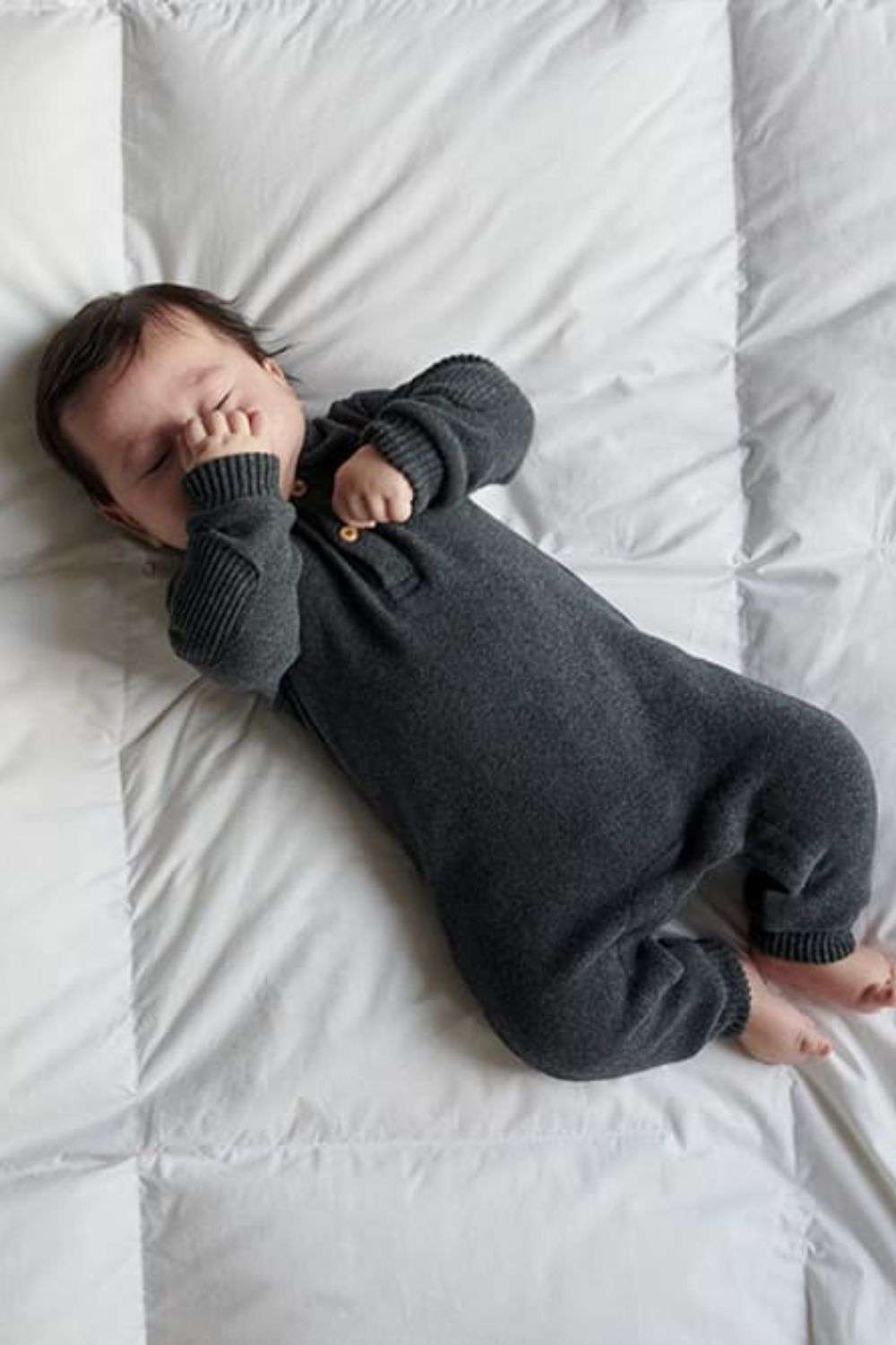 Knit Baby Jumpsuit, Oriel, Dark Grey, My Little Cozmo, Organic, Recycled & Oekotex