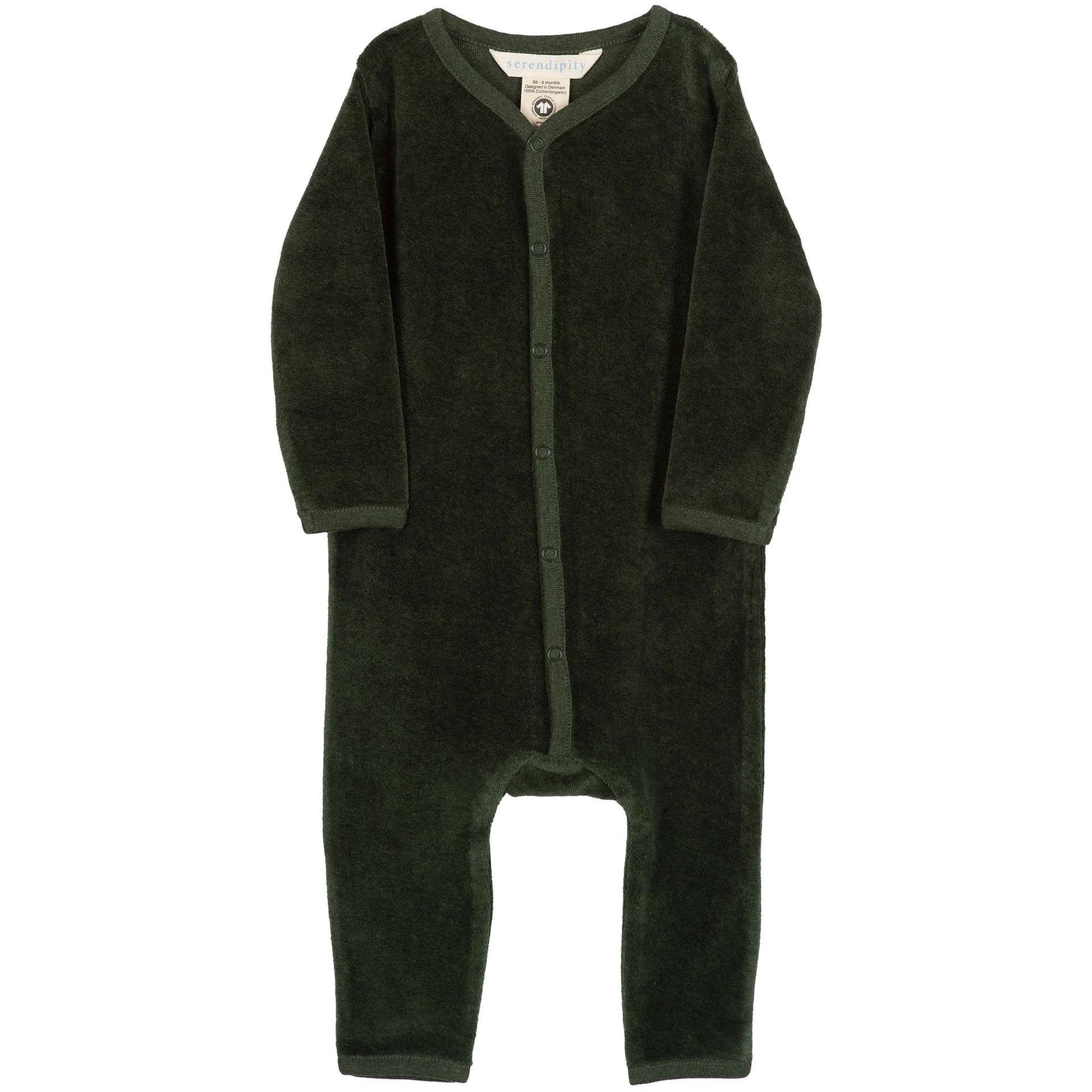 Velour Baby Suit, Pine, Serendipity, 100% Cotton, Organic & Gots