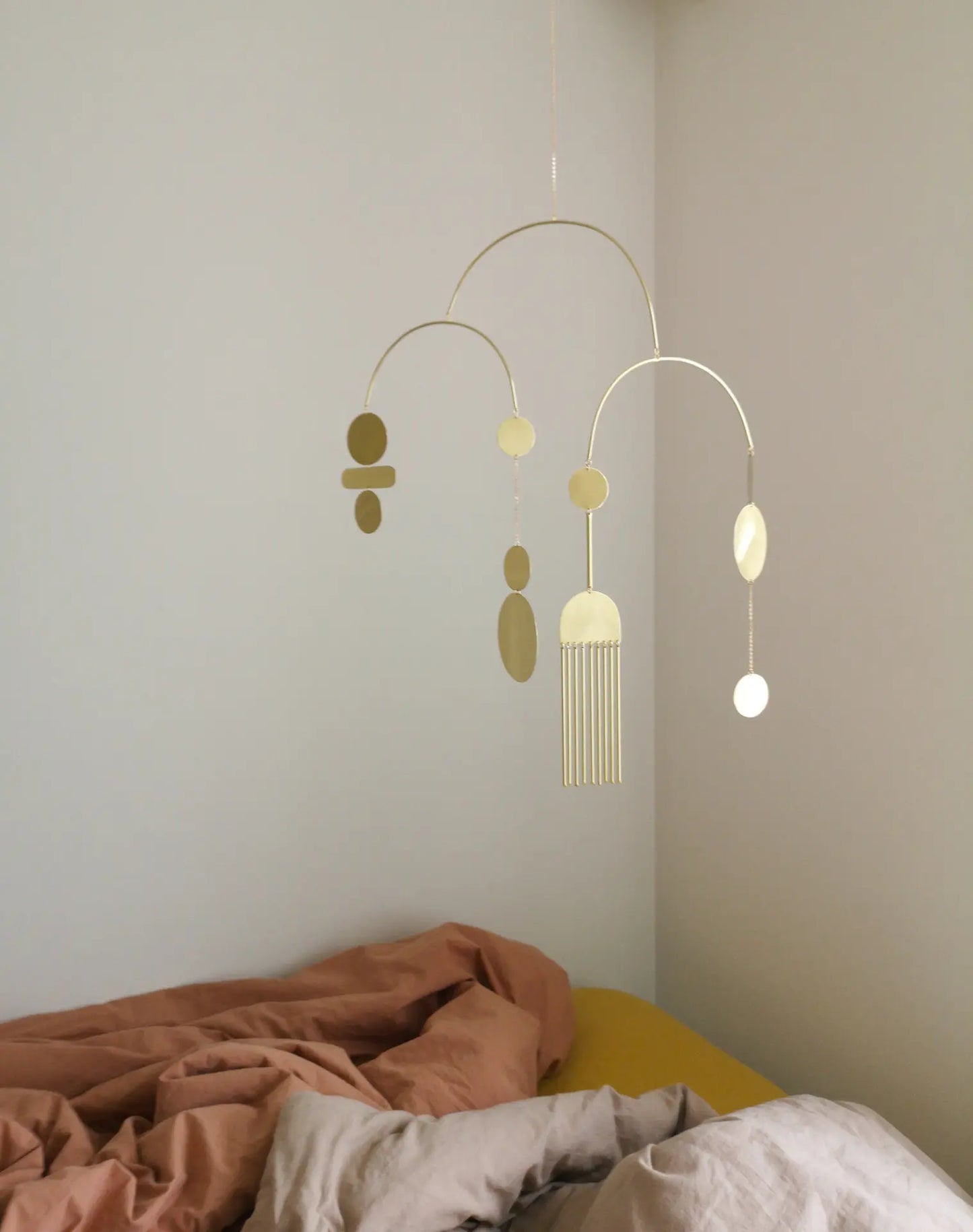 #2 Kinetic Brass Mobile, Small Wave Art, Handmade