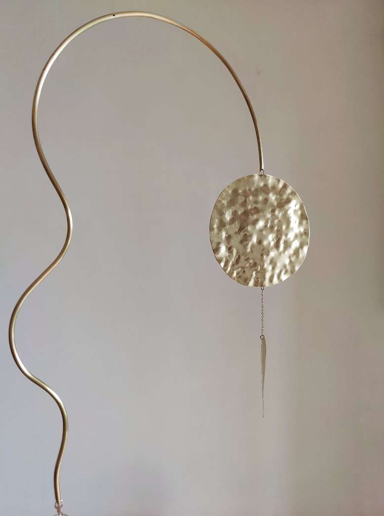 #5 Kinetic Brass Mobile, Small Wave Art, Handmade
